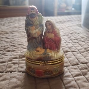 Christmas Mary Joseph Nativity Trinket Jewelry Box - PM1